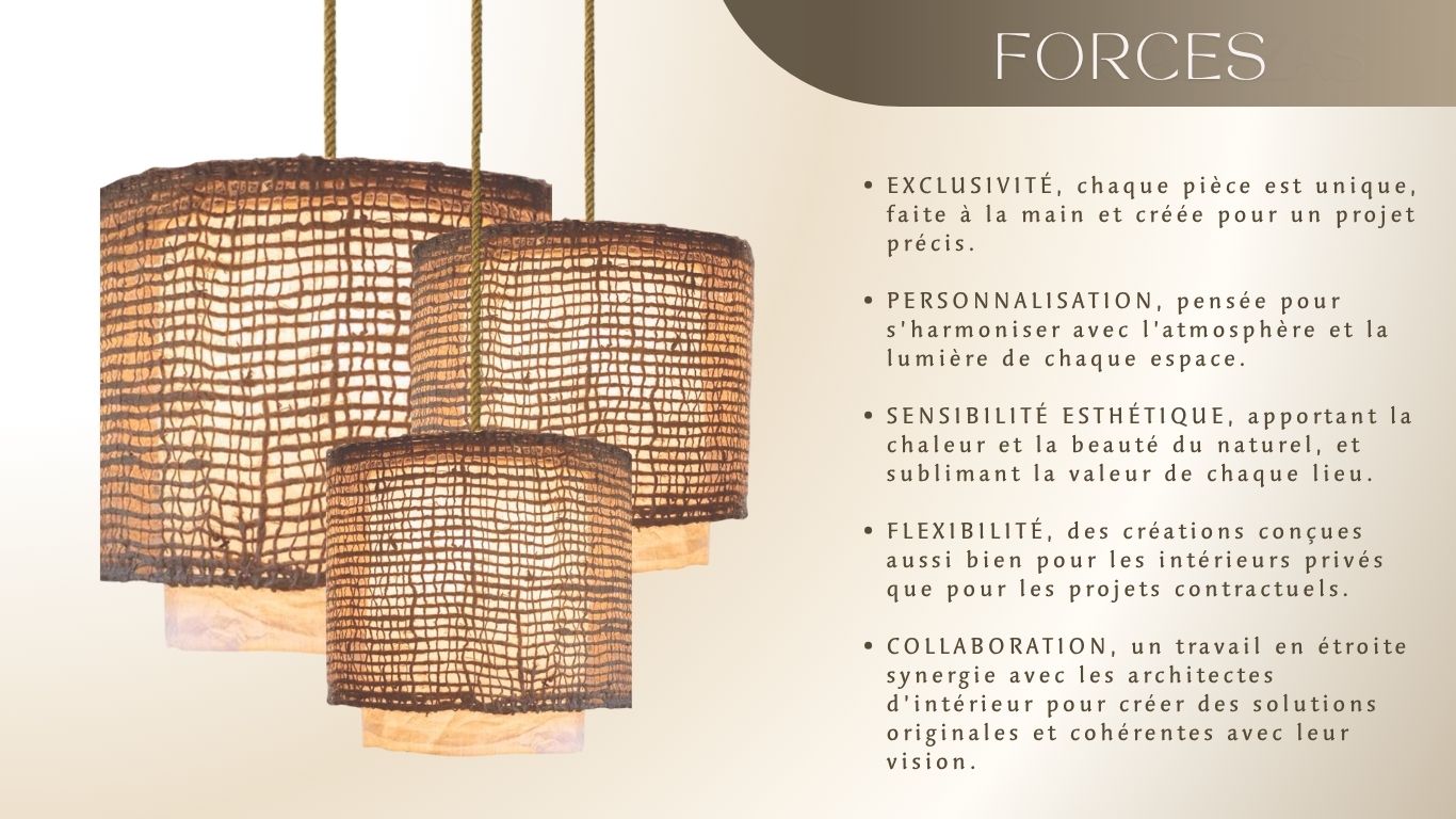Points forts de MAGAVE · qualité et authenticité de l’éclairage artisanal