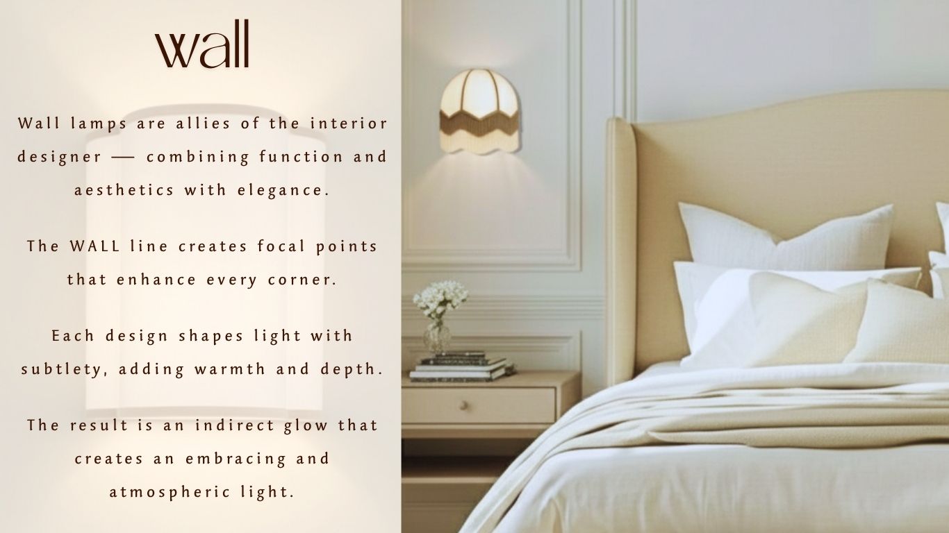 Wall collection · handmade linen & jute wall lights · ambient artisan lighting