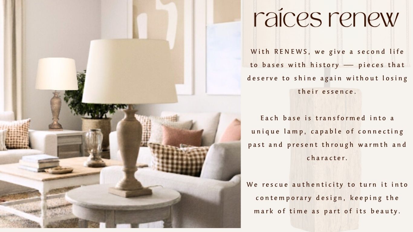 Roots Renew · lamps crafted from reclaimed bases · MAGAVE Decor & Soul
