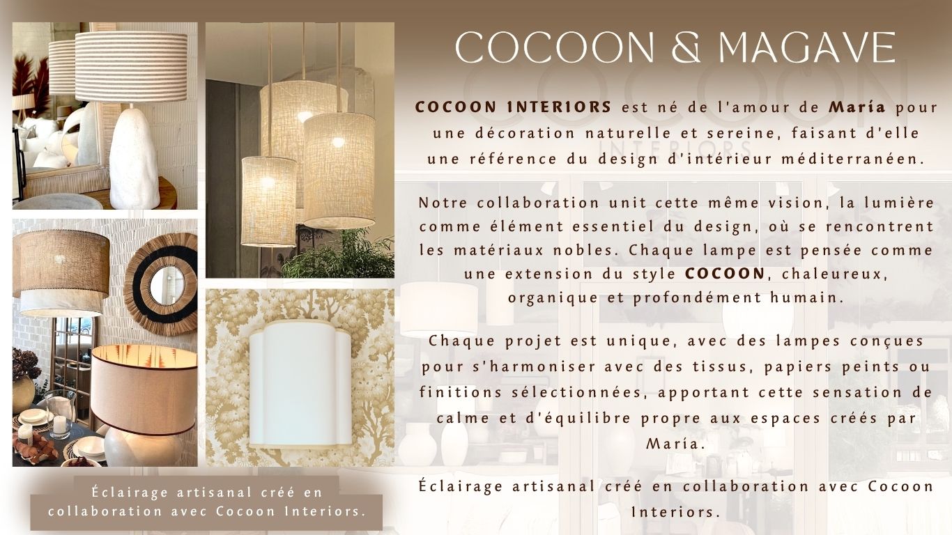 Projet Cocoon Interiors · lampes artisanales en lin et jute · style naturel