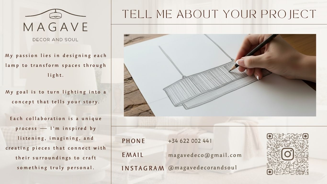 Contact MAGAVE Decor & Soul · handmade linen & jute lamps from Spain